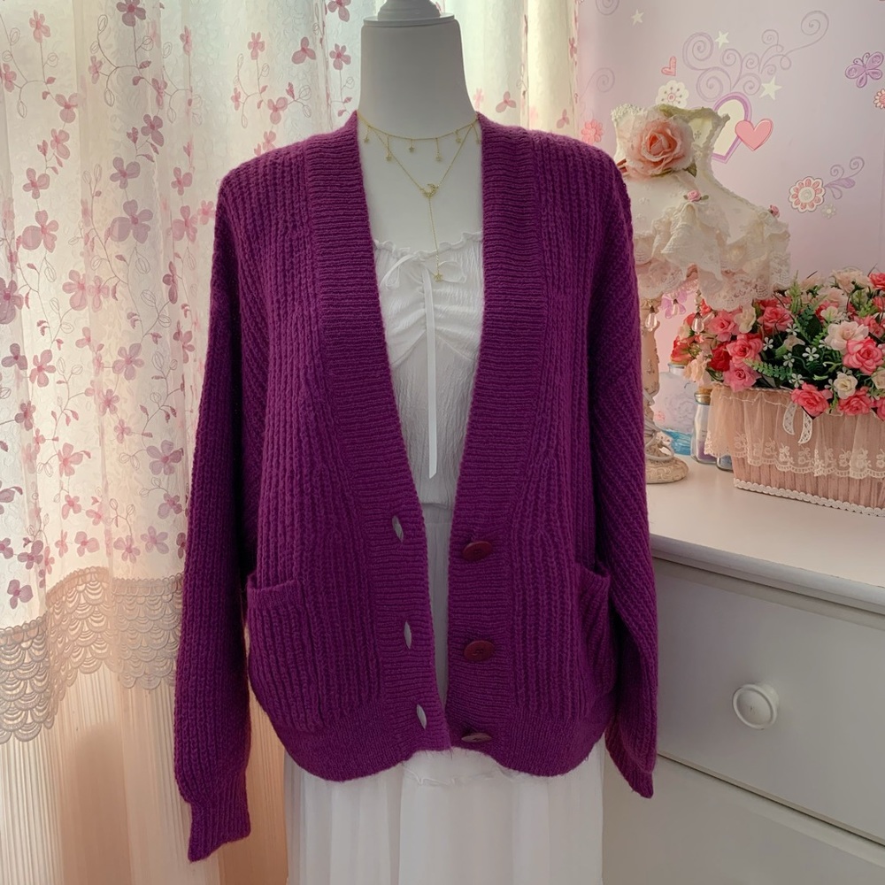 Essentiel Antwerp cardigan super soft hollyhock purple - Picture 2 of 5